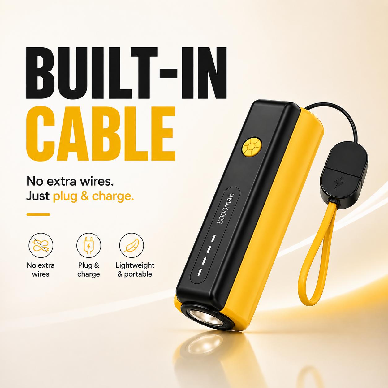 VoltLite™ 5000mAh Power Bank with Built-In Torch