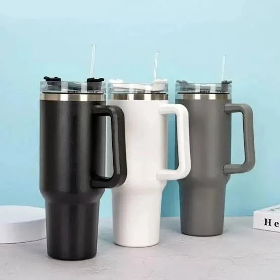 Leak-Proof H2.0 Stainless Steel Tumbler | 1200ML Insulated Travel Mug with Handle & Straw